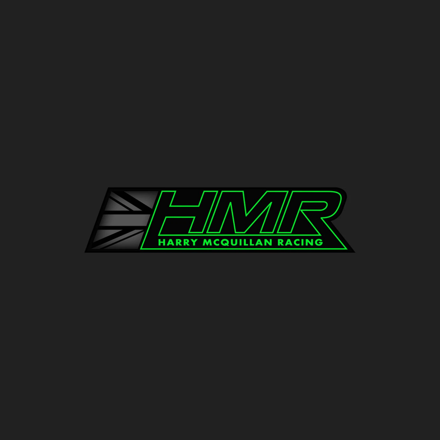 Custom racing driver logo and branding concept for Harry McQuillan Racing.