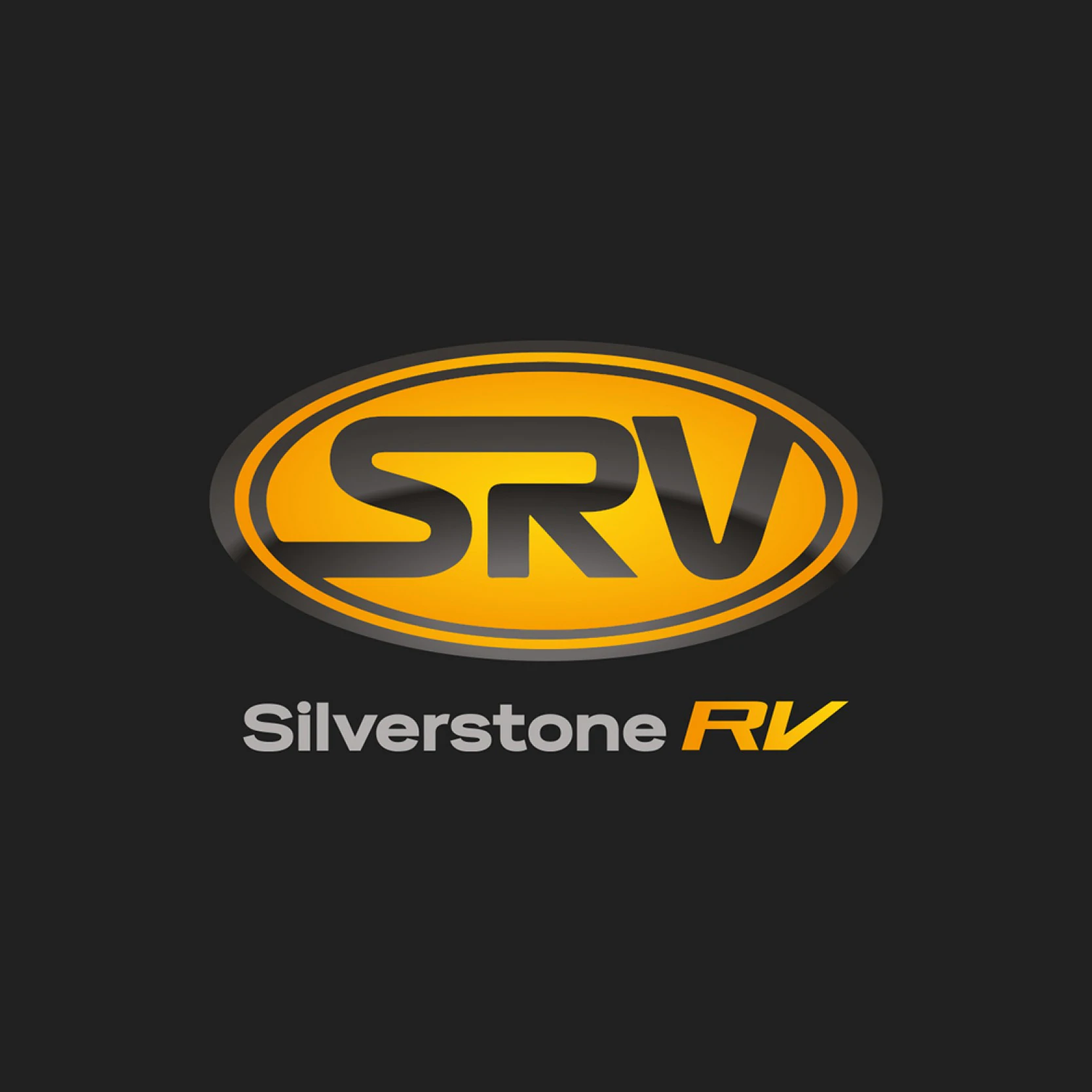 Commercial brand logo for RV rental outlet Silverstone RV, serving the motorsport paddock.
