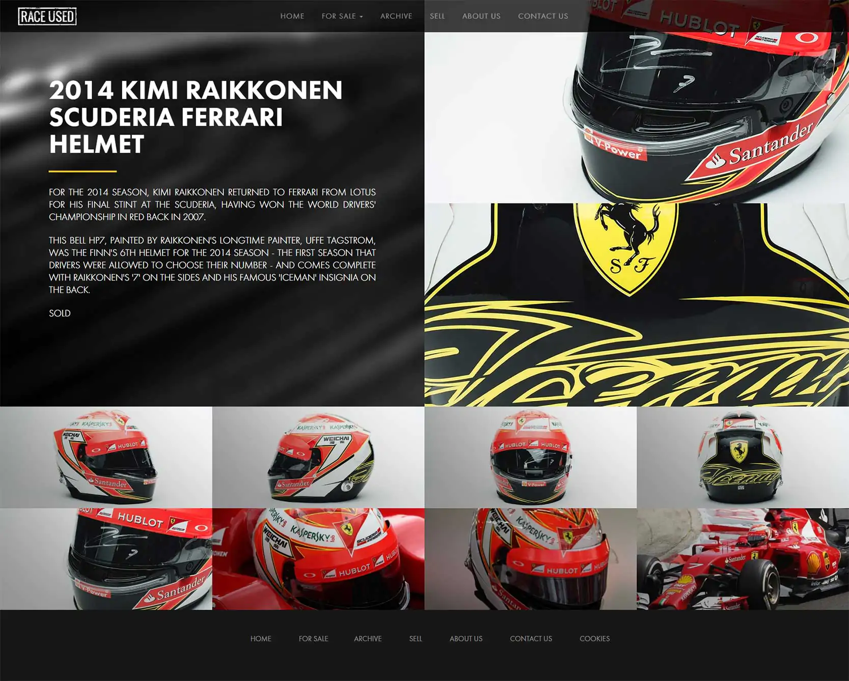 Website design for Race Used Motorsport Memorabilia by Spindrift